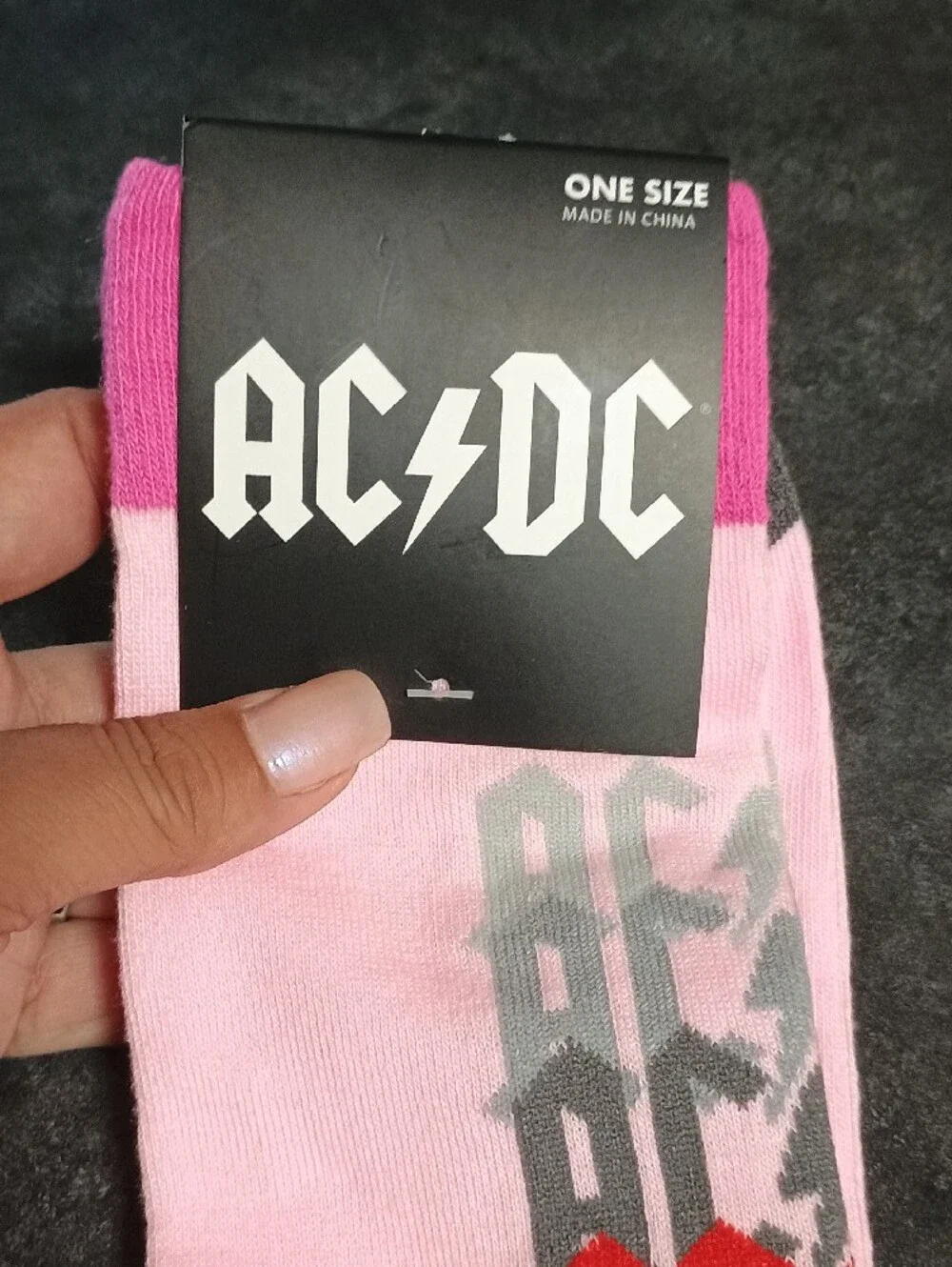 AC/DC Pink Crew Socks